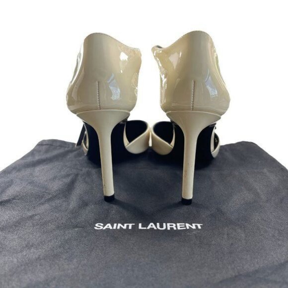 Saint Laurent Pumps Patent Anja 85 Ankle Strap Pointed 37 Coquille - Picture 5 of 8